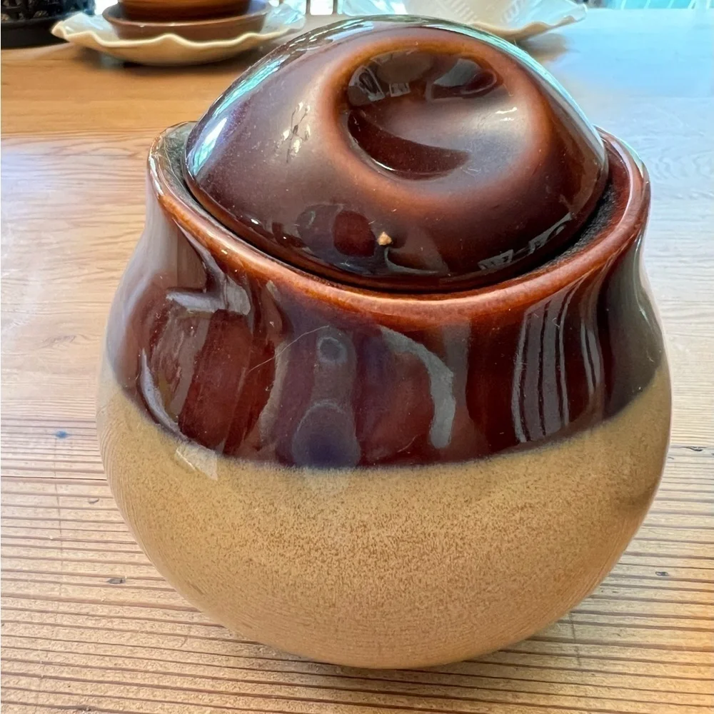 Vintage Nova Sango Brown Lidded Sugar & Creamer